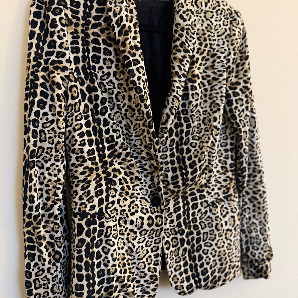 Zara Leopard Print Blazer Medium Animal Print Tailored Jacket - Picture 4 of 10